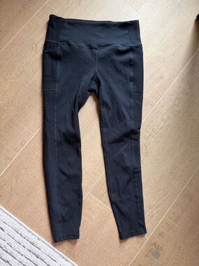 RBX Black Ribbed High-Waist Athletic Leggings